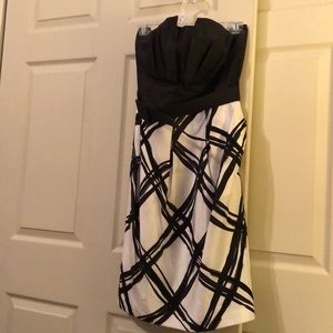 Strapless black and white dress